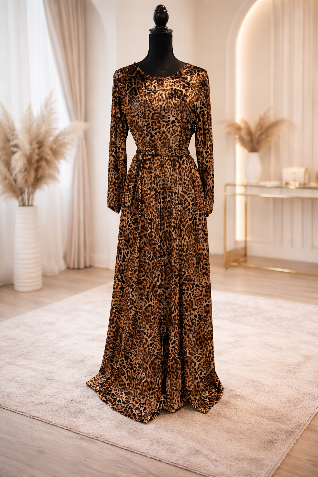 Safiya Leopard suede Grace Abaya 🤎